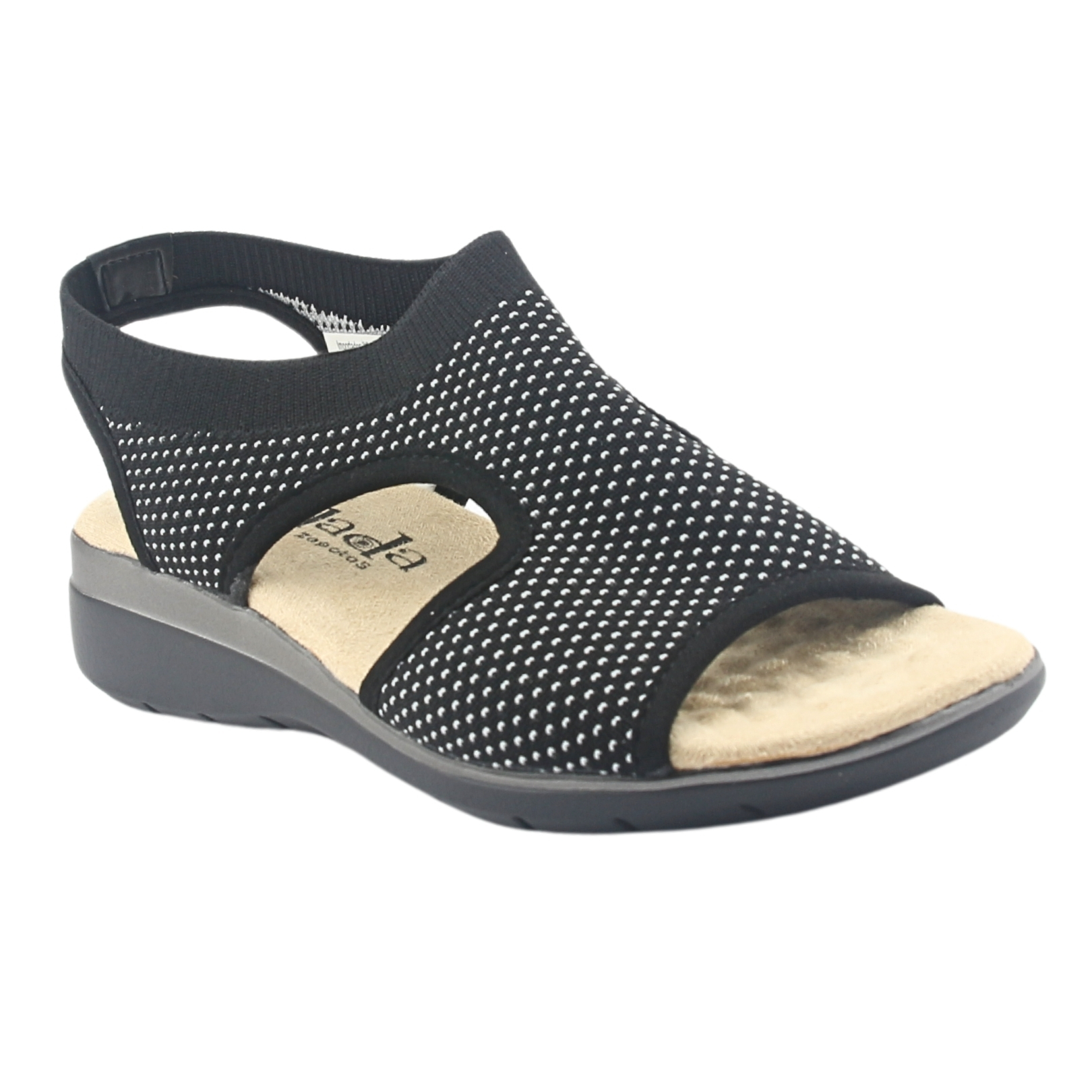 SANDALIAS MUJER CHALADA TEXTIL NEGRO FLORO-4 CASUAL - 4