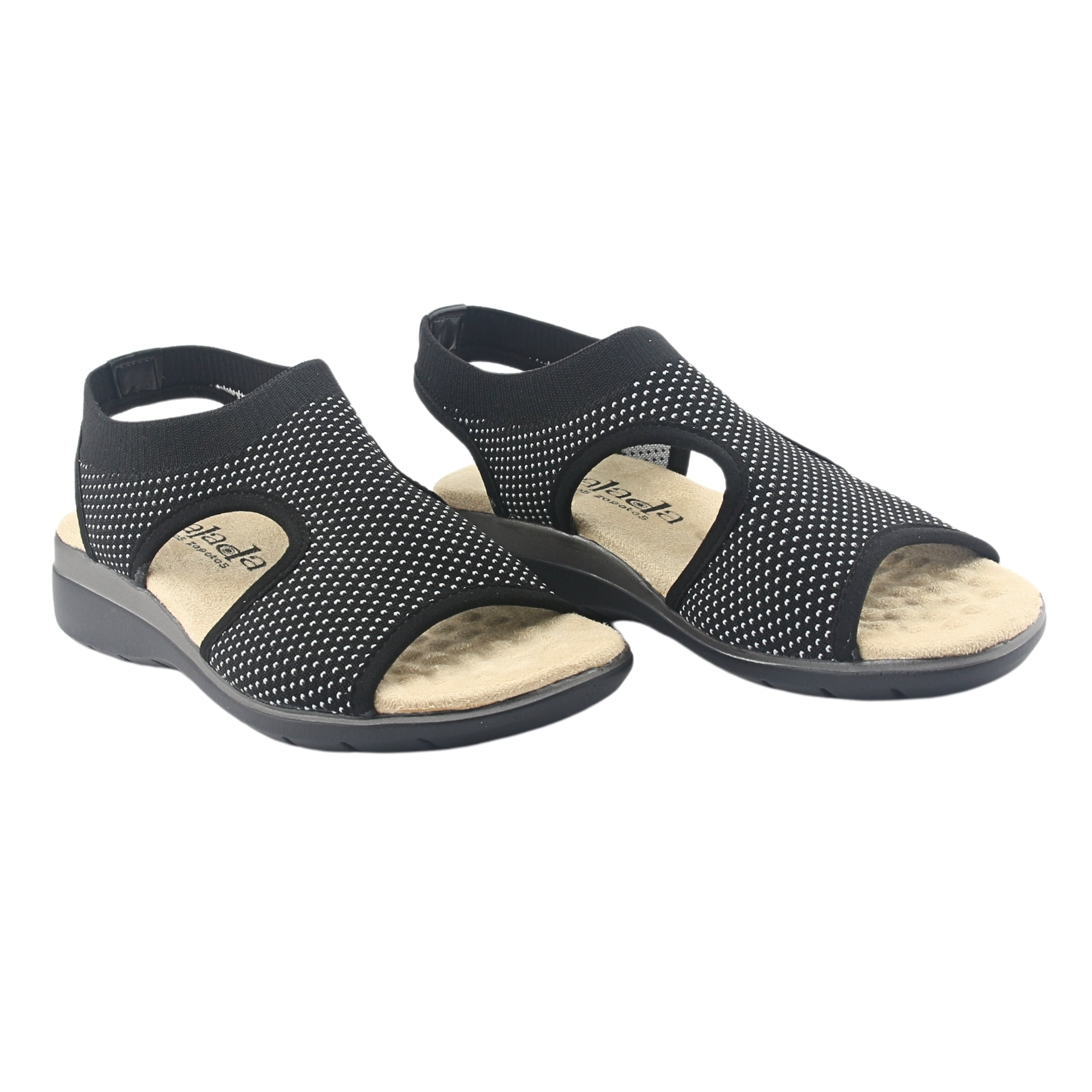 SANDALIAS MUJER CHALADA TEXTIL NEGRO FLORO-4 CASUAL - 6