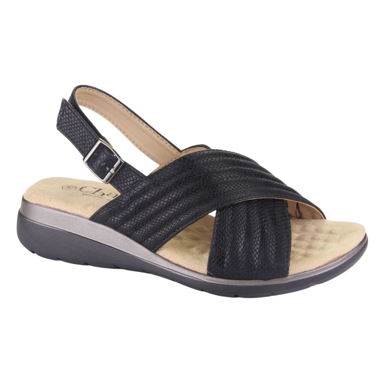 SANDALIA CHALADA MUJER FLORO-3 NEGRO CASUAL - 1