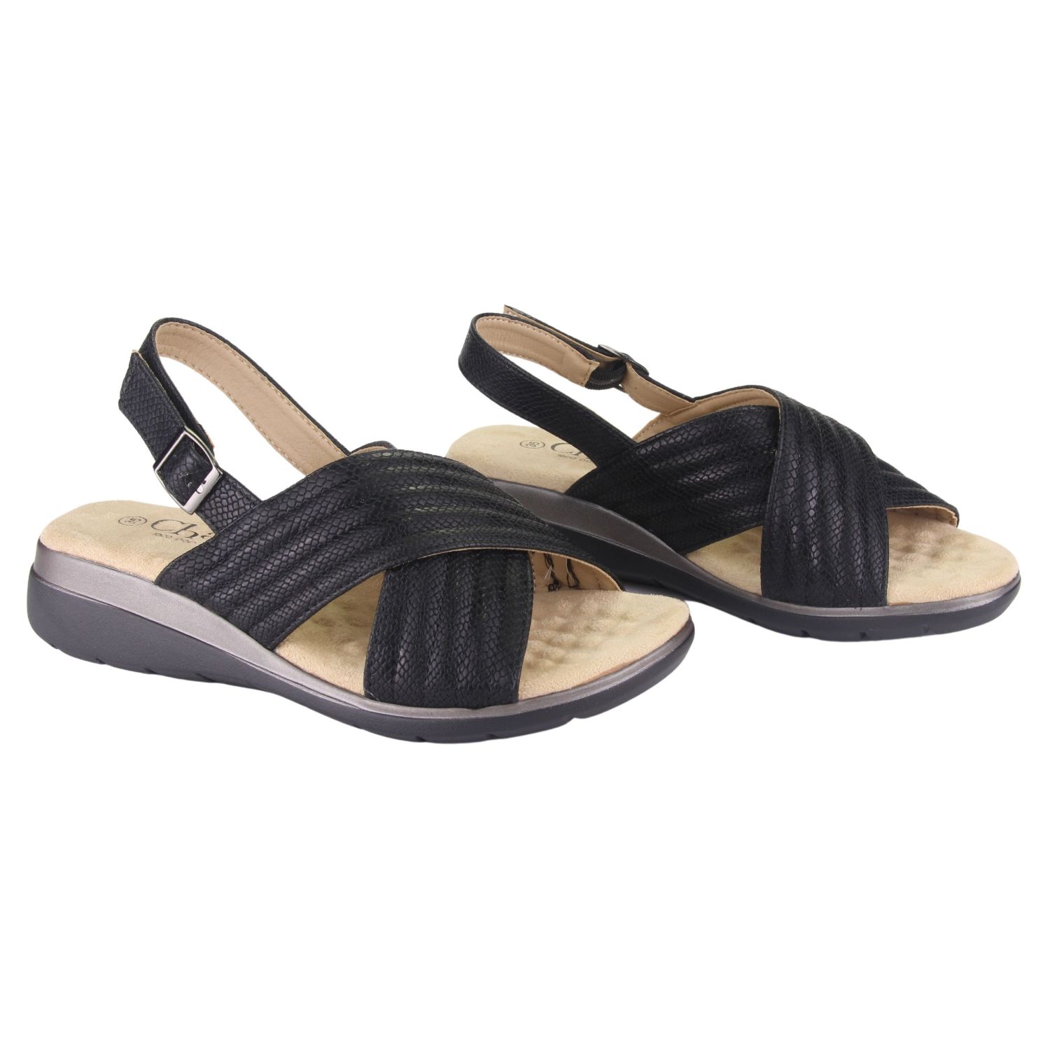 SANDALIA CHALADA MUJER FLORO-3 NEGRO CASUAL - 3