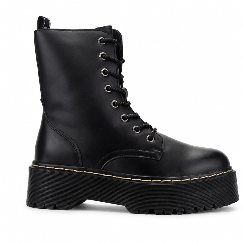 BOTIN CHALADA MUJER POOL-3 NEGRO PLATAFORMA - 1