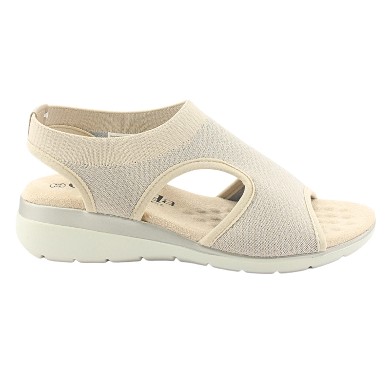 SANDALIAS MUJER CHALADA TEXTIL BEIGE FLORO-4 CASUAL - 1