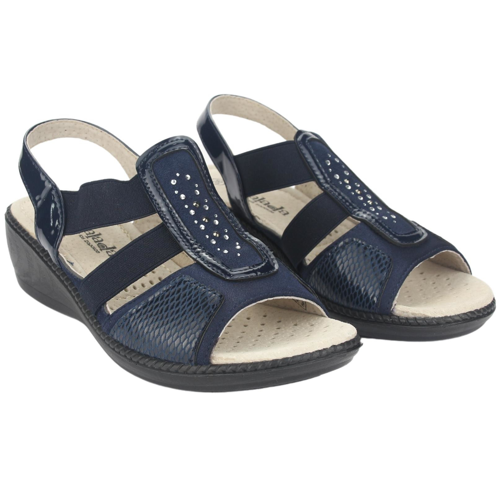 SANDALIA CHALADA MUJER LUPE-4 AZUL MARINO CASUAL - 5
