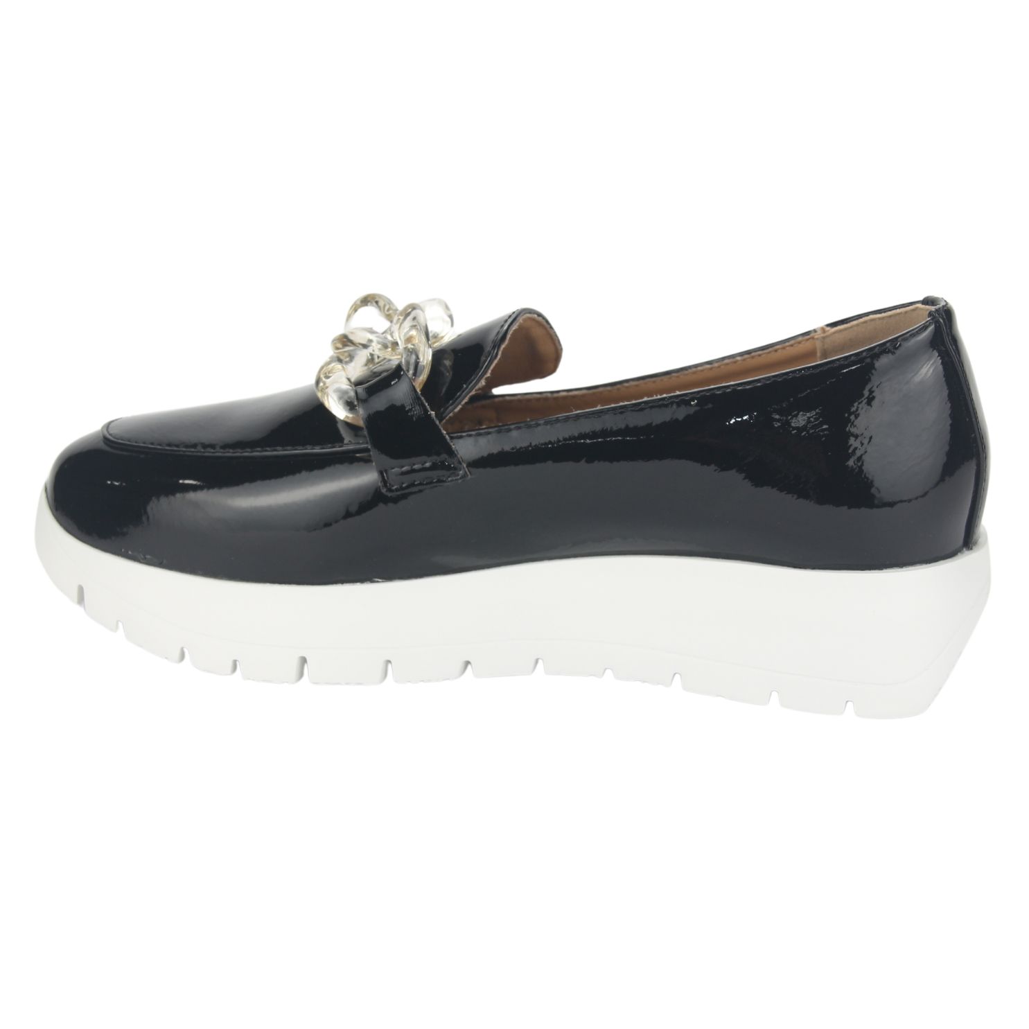 MOCASIN CHALADA MUJER WONDER-1 NEGRO BLANCO CASUAL - 2