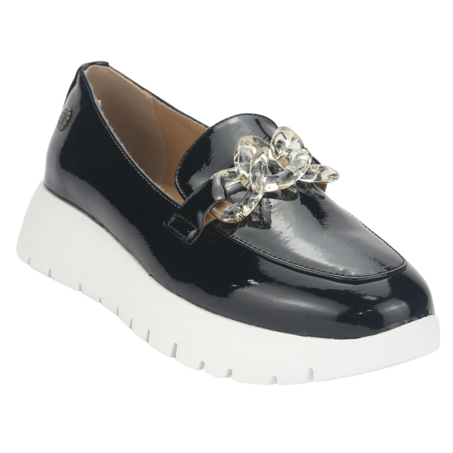 MOCASIN CHALADA MUJER WONDER-1 NEGRO BLANCO CASUAL - 3