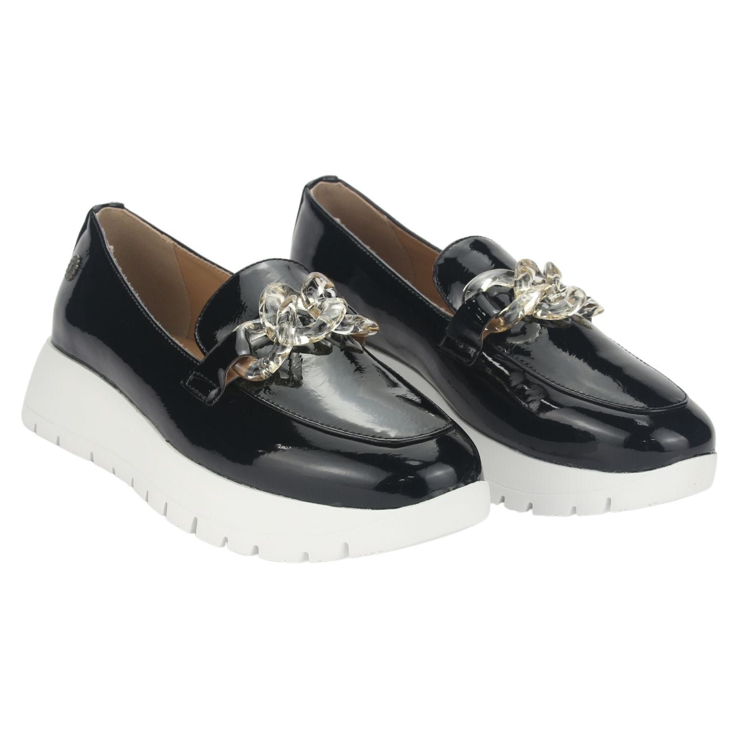 MOCASINES MUJER CHALADA NEGRO WONDER-1 BLANCO CASUAL - 5