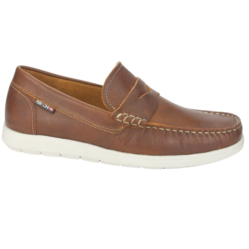 MOCASINES HOMBRE FERRACINI CUERO EURO 4952 D CONHAQUE CASUAL - 1