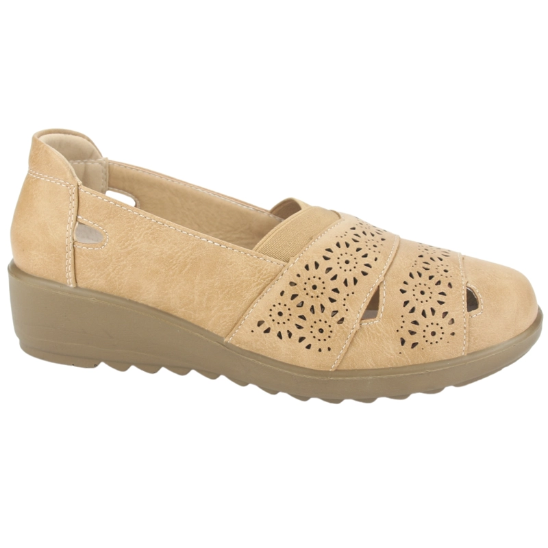 MOCASIN CHALADA MUJER DEZA-1 BEIGE CASUAL - 1