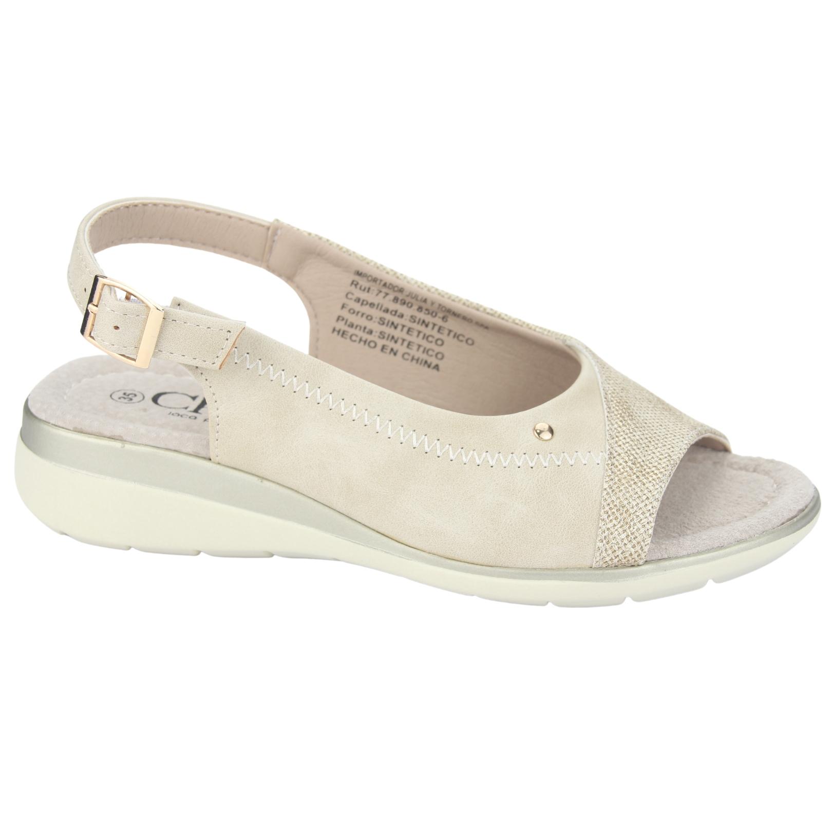 SANDALIAS MUJER CHALADA FLORO-5 BEIGE CASUAL - 1