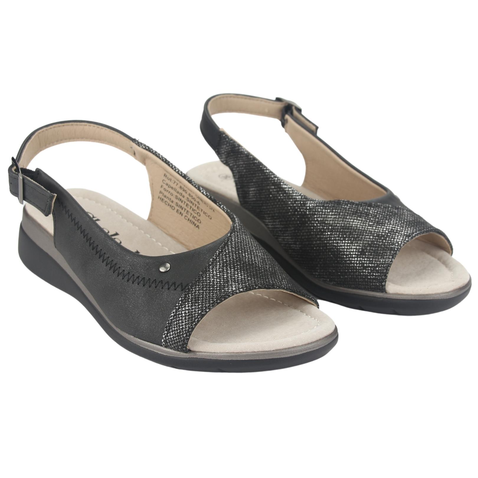 SANDALIA CHALADA MUJER FLORO-5 NEGRO CASUAL - 5