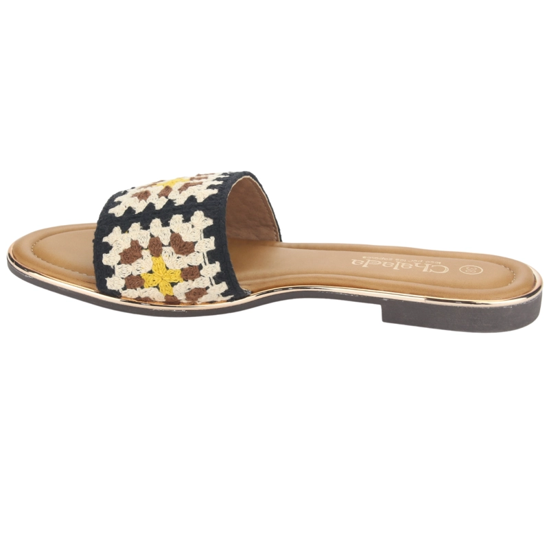 SANDALIAS MUJER CHALADA TEXTIL LILA-15 NEGRO CASUAL - 2