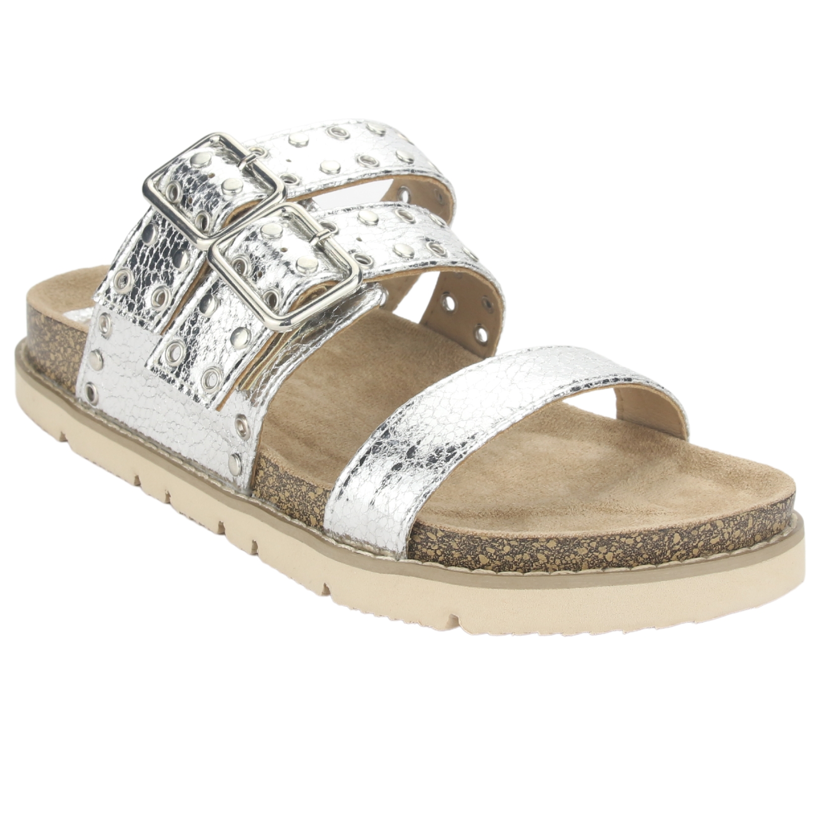 SANDALIA CHALADA MUJER LILA-12 PLATEADO CASUAL - 3