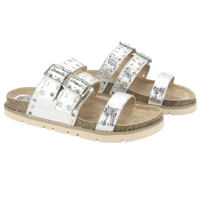 SANDALIAS MUJER CHALADA LILA-12 PLATEADO CASUAL - 4