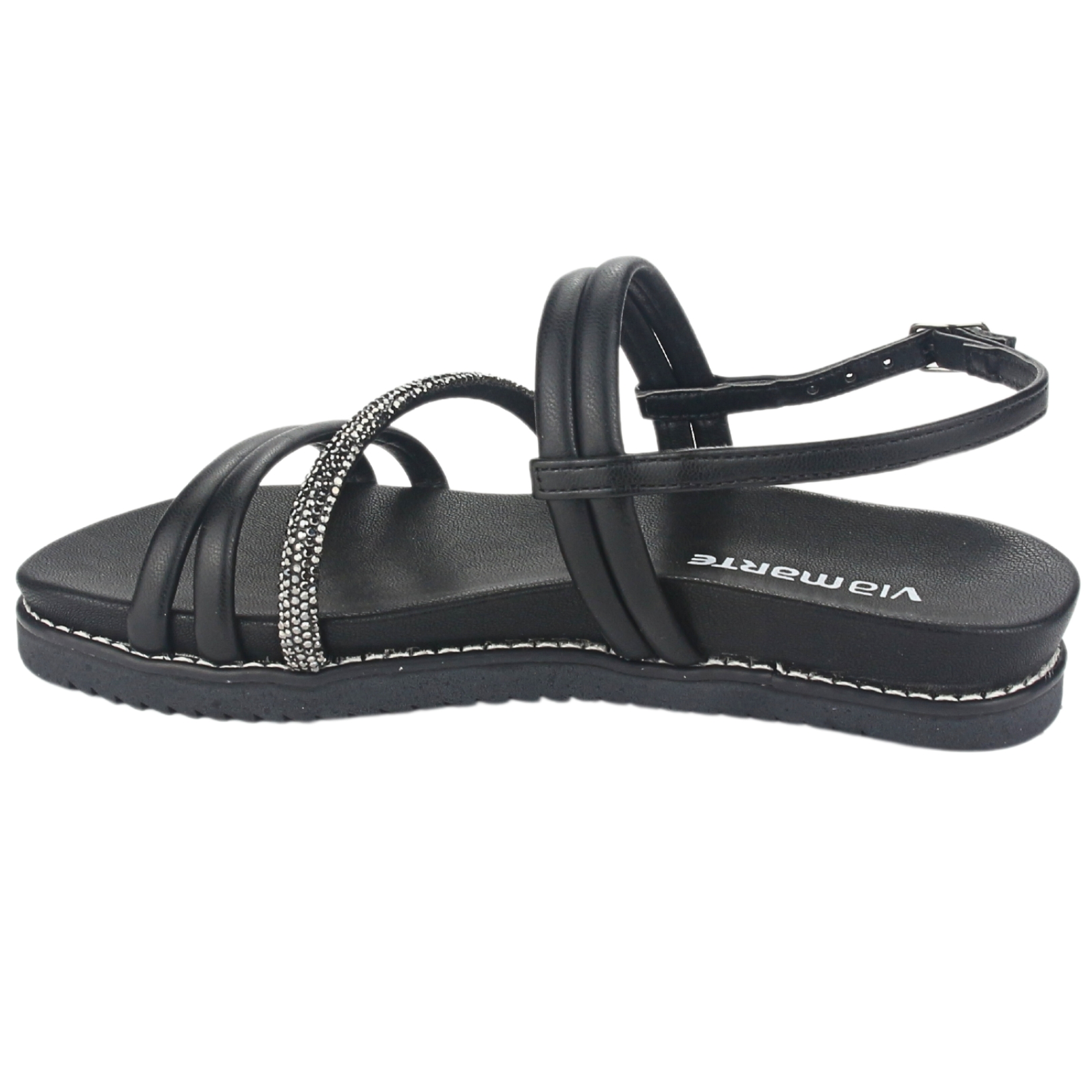 SANDALIAS MUJER VIA MARTE 23-10702 N PRETO CASUAL - 2