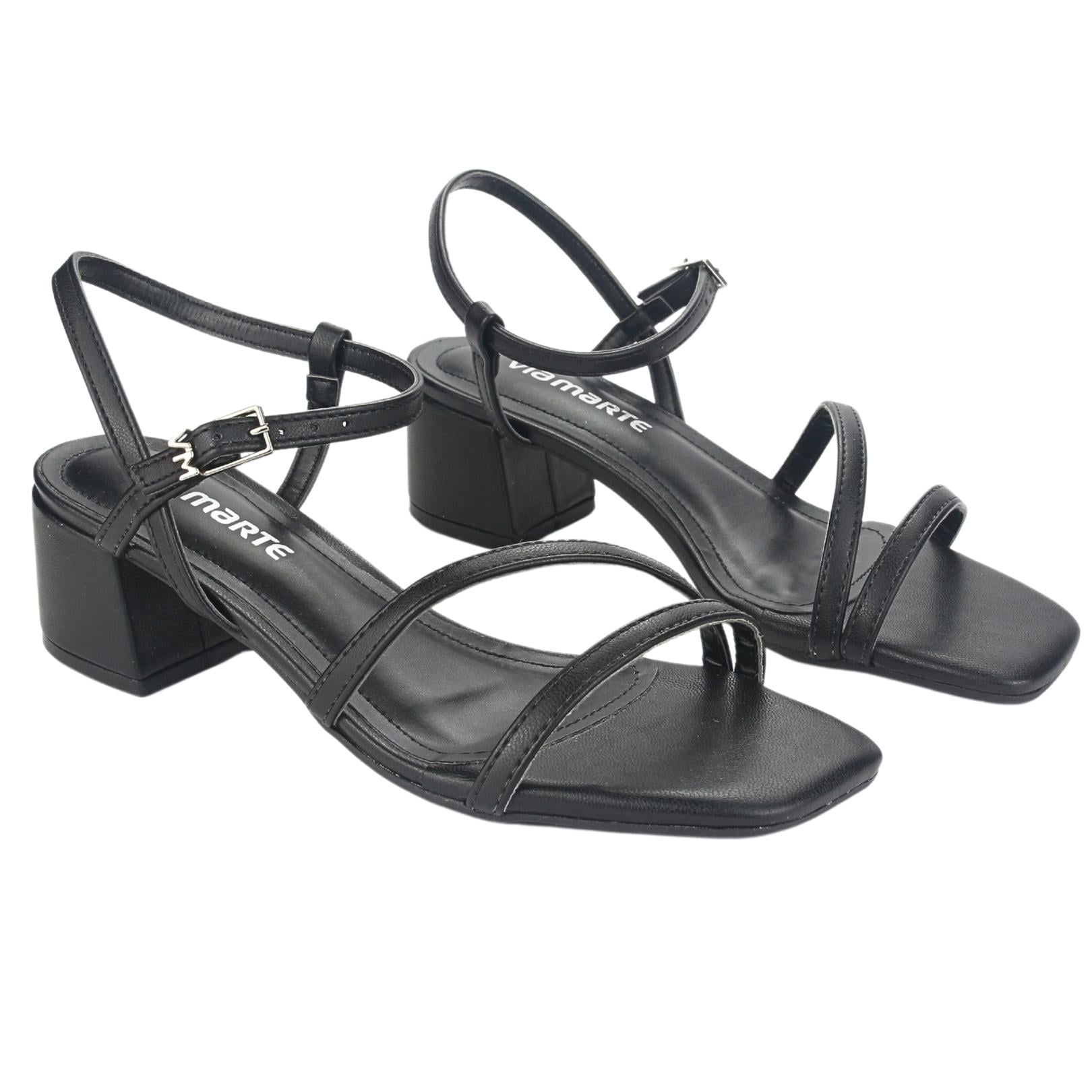 SANDALIAS MUJER VIA MARTE 23-9801 N PRETO CASUAL - 4