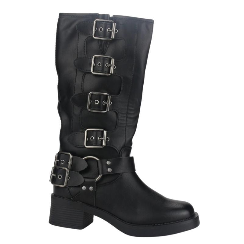 BOTA CHALADA MUJER BIKER-2 NEGRO CASUAL - 1