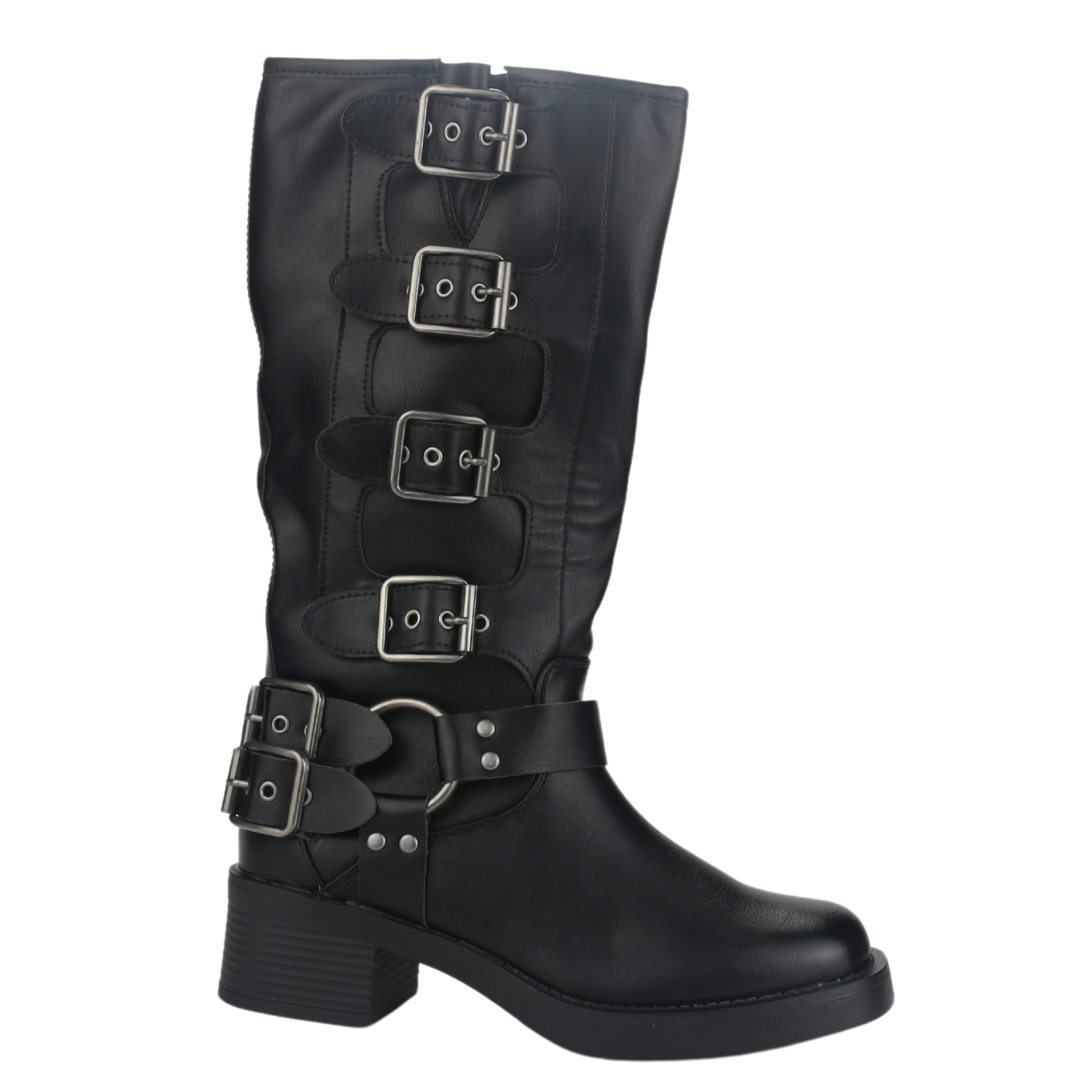 BOTA CHALADA MUJER BIKER-2 NEGRO CASUAL - 1