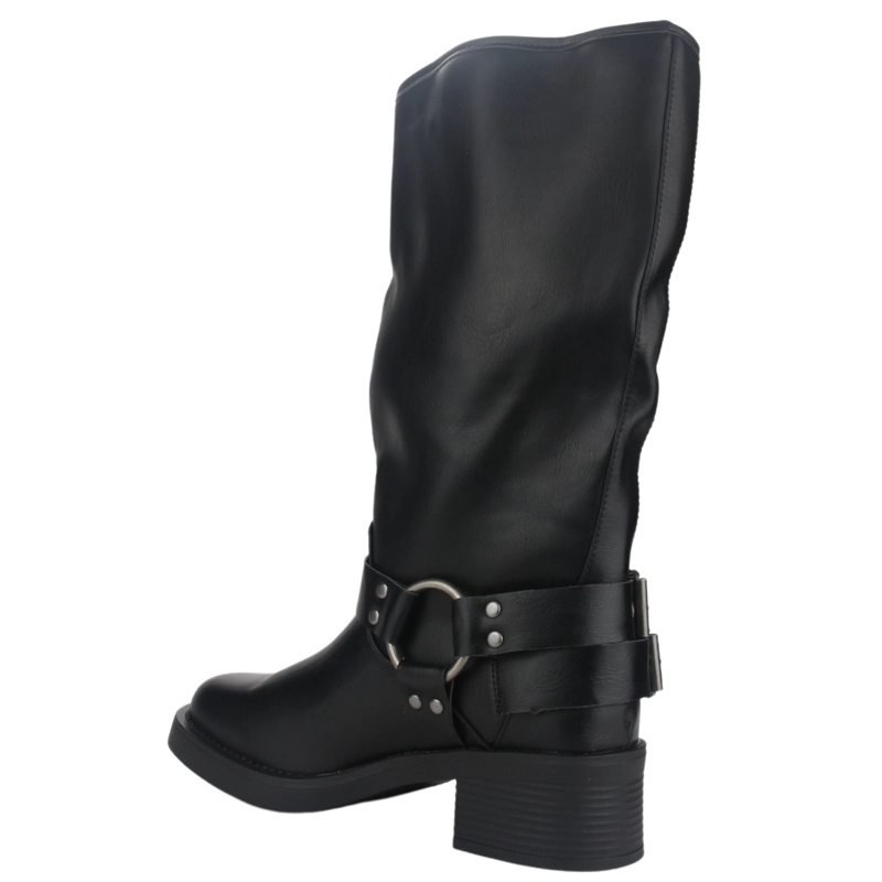 BOTA CHALADA MUJER BIKER-2 NEGRO CASUAL - 3