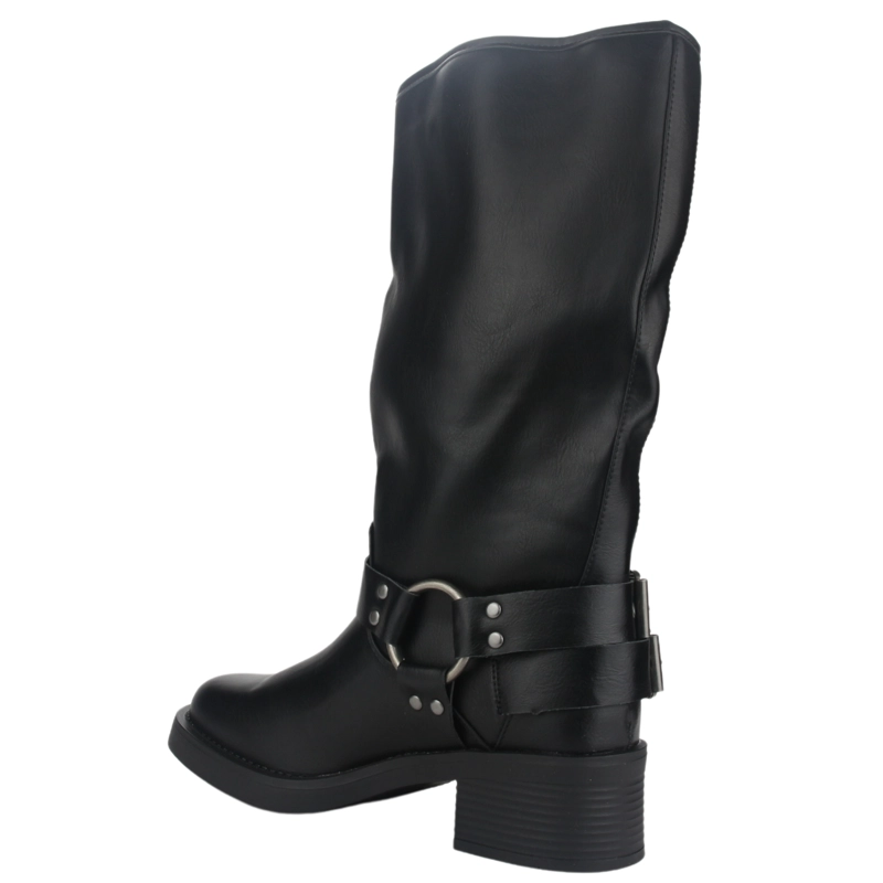 BOTA CHALADA MUJER BIKER-2 NEGRO CASUAL - 3