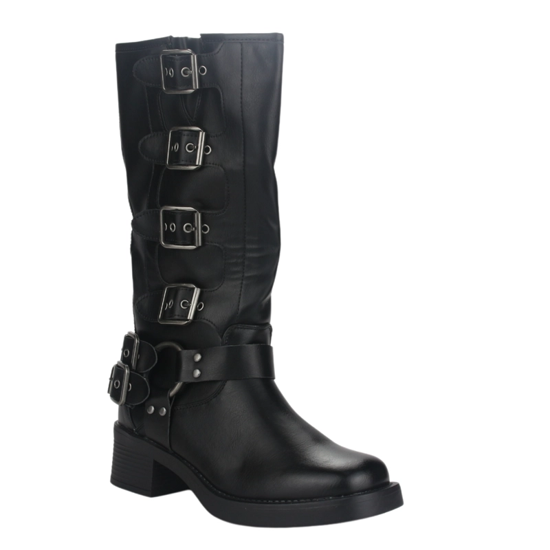 BOTA CHALADA MUJER BIKER-2 NEGRO CASUAL - 5