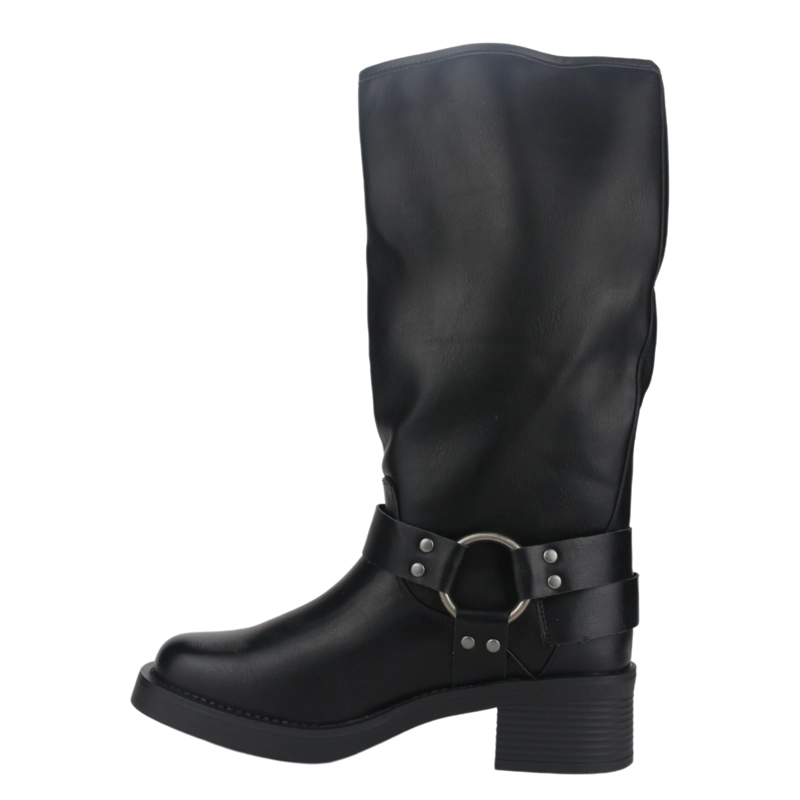 BOTA CHALADA MUJER BIKER-2 NEGRO CASUAL - 7