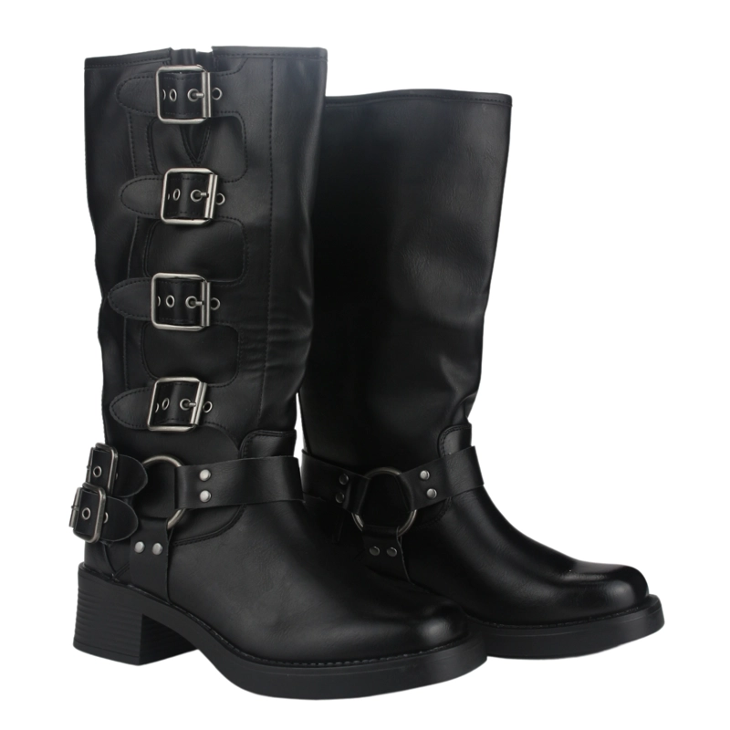 BOTA CHALADA MUJER BIKER-2 NEGRO CASUAL - 8