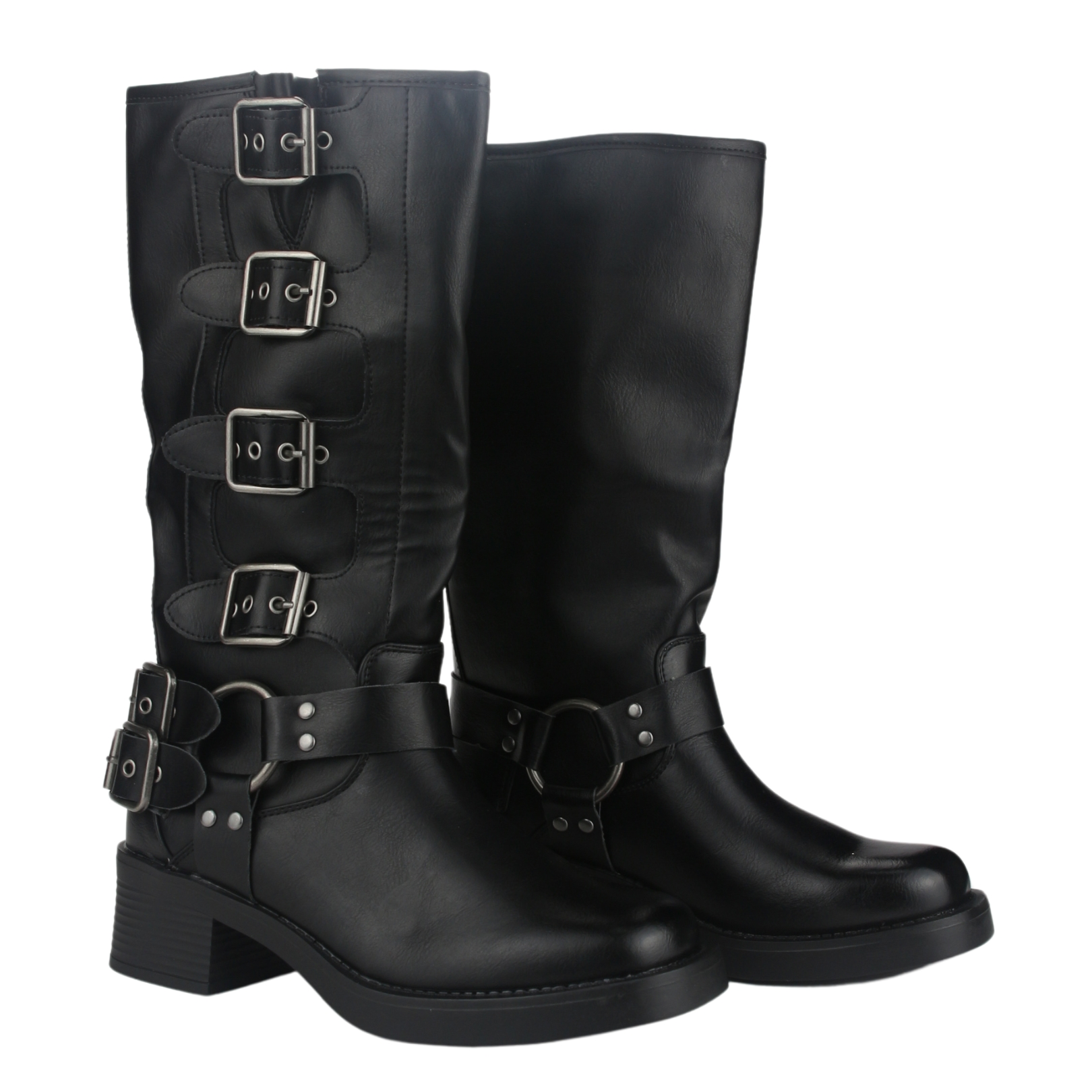 BOTA CHALADA MUJER BIKER-2 NEGRO CASUAL - 8