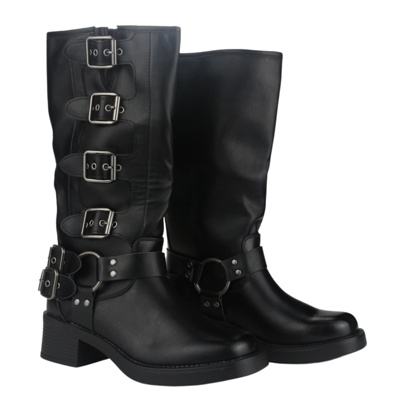 BOTA CHALADA MUJER BIKER-2 NEGRO CASUAL - 8