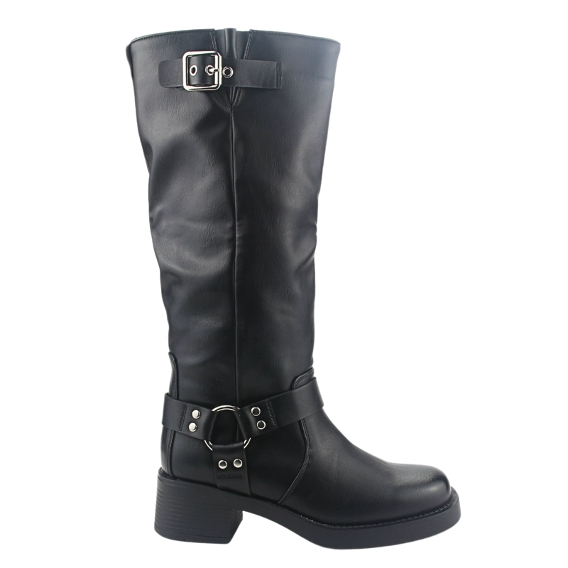 BOTA CHALADA MUJER BIKER-3 NEGRO CASUAL - 1