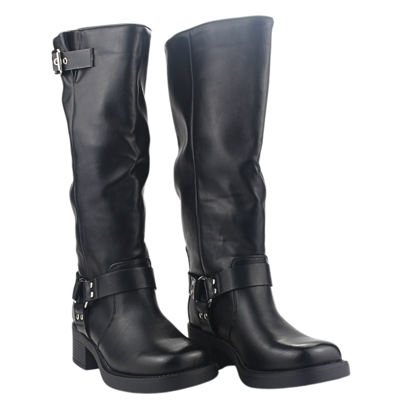 BOTA CHALADA MUJER BIKER-3 NEGRO CASUAL - 5