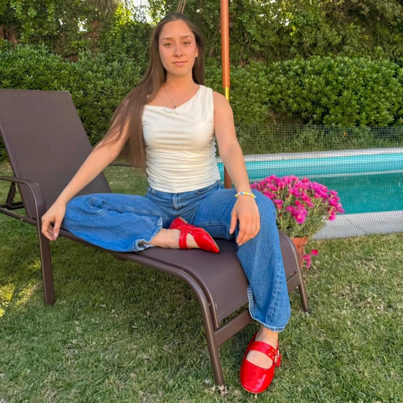 BALLERINA CHALADA MUJER MIU-3 ROJO CASUAL - 2