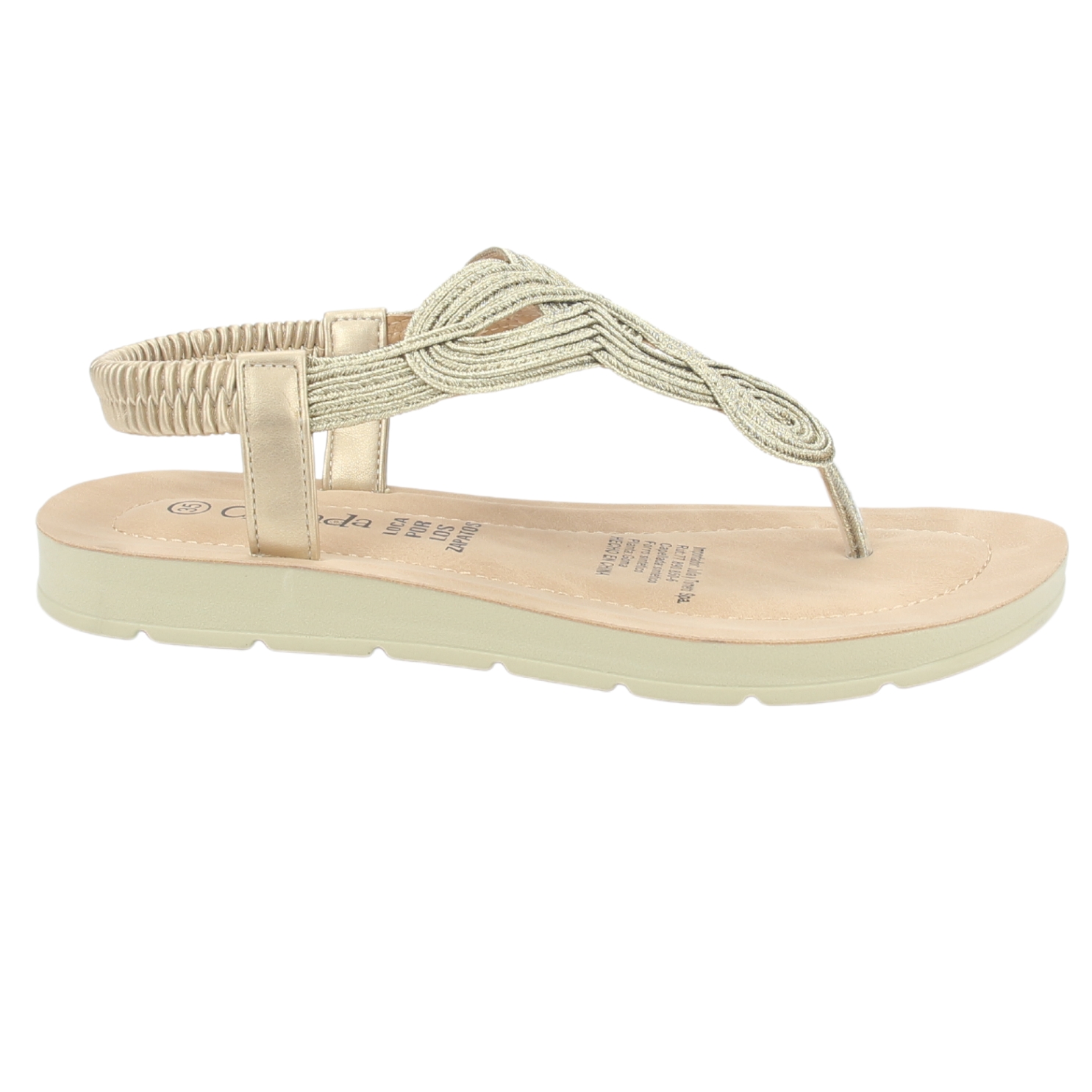 SANDALIA MUJER CHALADA DORADO QUINA-1 PLANO - 1