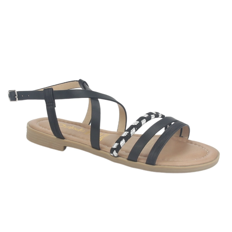 SANDALIA MUJER CHALADA NEGRO CALL-26 PLANA - 3
