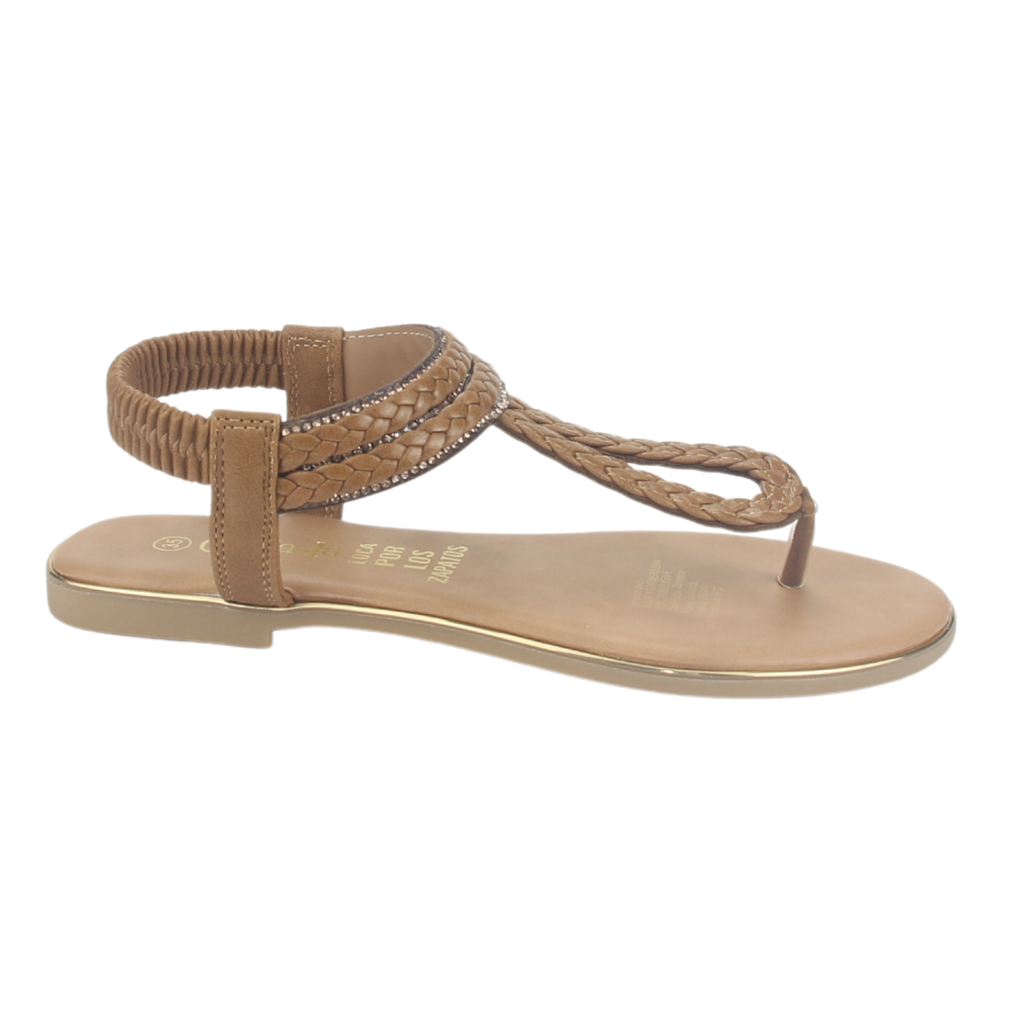 SANDALIA MUJER CHALADA CAMEL CALL-25 PLANA - 1