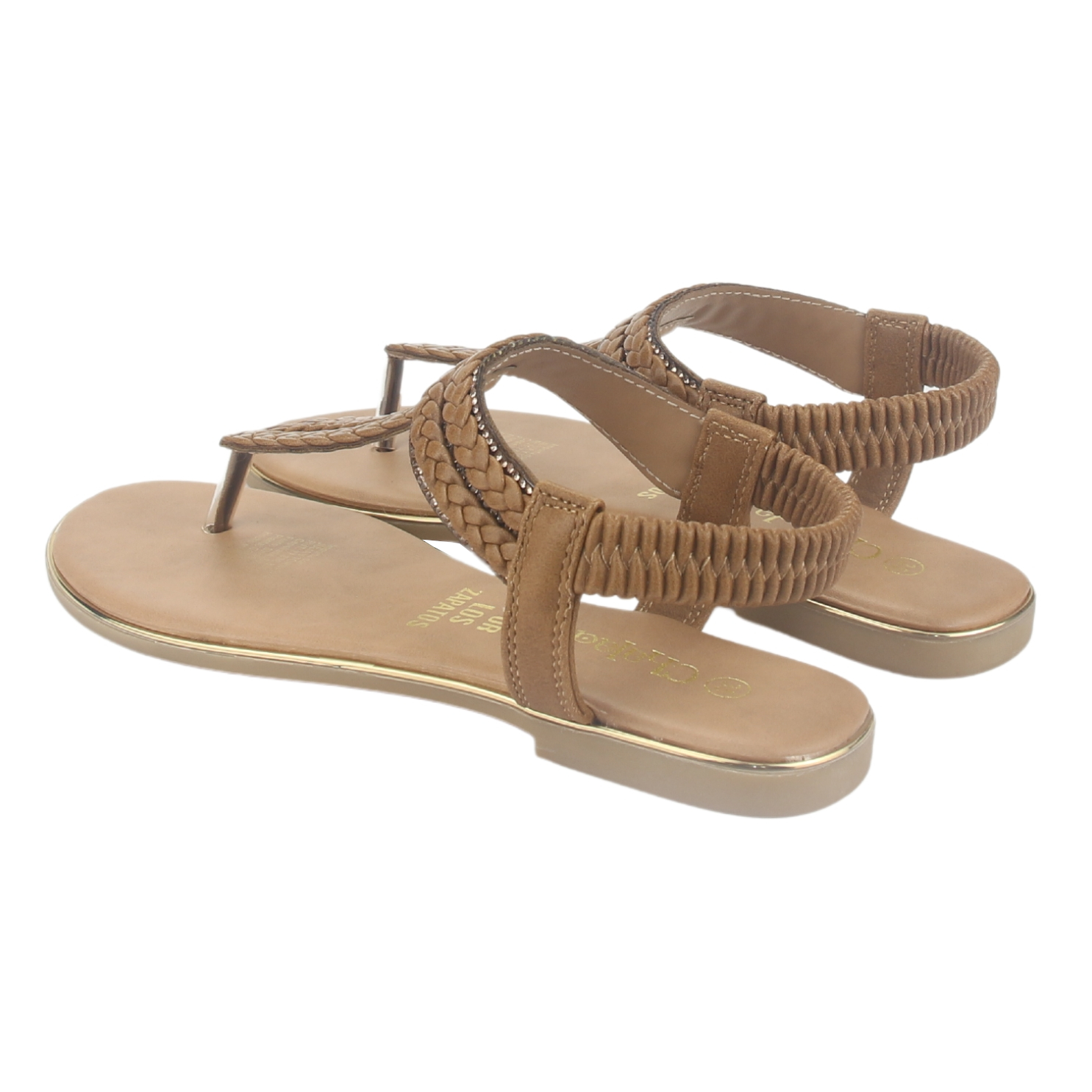 SANDALIA MUJER CHALADA CAMEL CALL-25 PLANA - 6