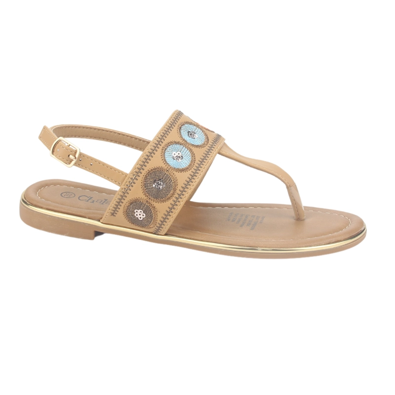 SANDALIA MUJER CHALADA CAMEL CALL-27 PLANA - 1