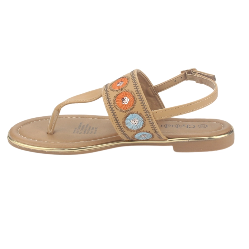 SANDALIA MUJER CHALADA CAMEL CALL-27 PLANA - 2