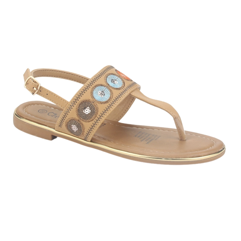 SANDALIA MUJER CHALADA CAMEL CALL-27 PLANA - 3