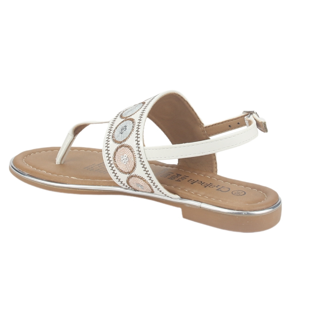 SANDALIA MUJER CHALADA BLANCO CALL-27 PLANA - 4