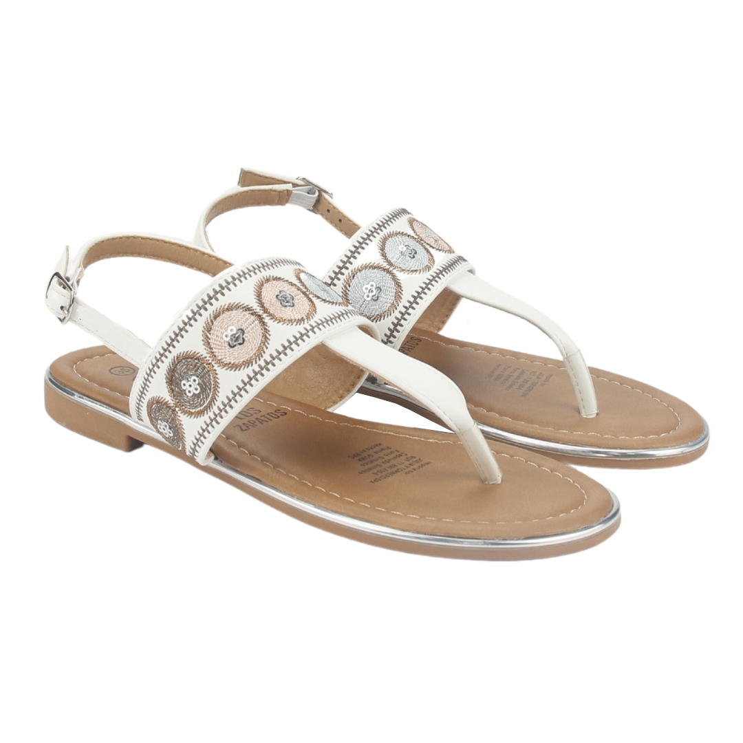 SANDALIA MUJER CHALADA BLANCO CALL-27 PLANA - 5