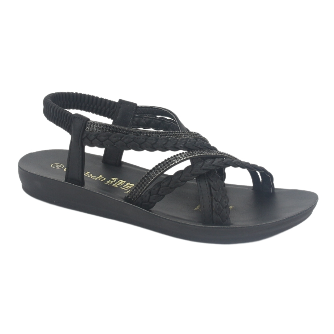 SANDALIA MUJER CHALADA NEGRO QUANTA-15 PLANO - 3