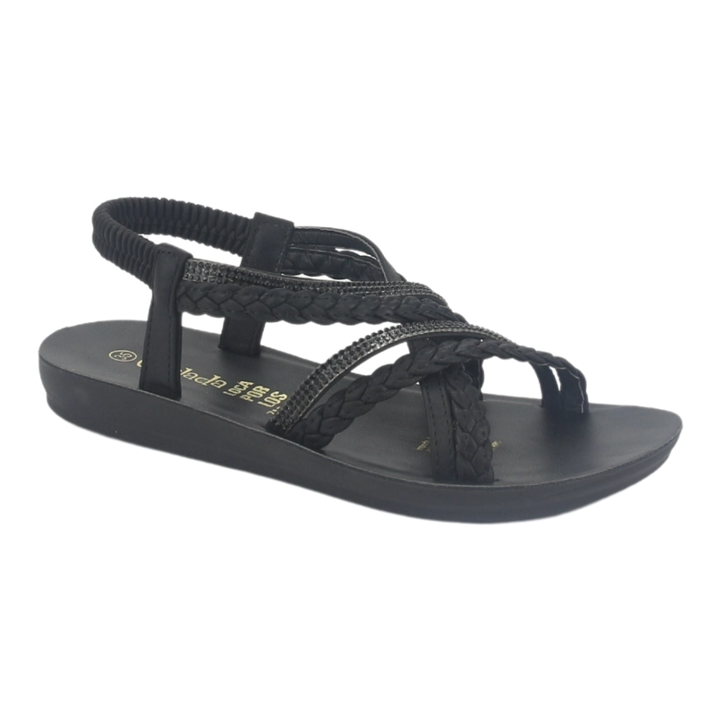 SANDALIA MUJER CHALADA NEGRO QUANTA-15 PLANO - 3