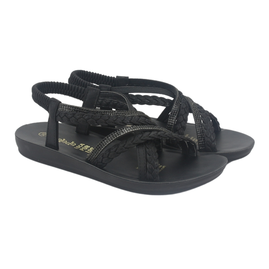 SANDALIA MUJER CHALADA NEGRO QUANTA-15 PLANO - 5