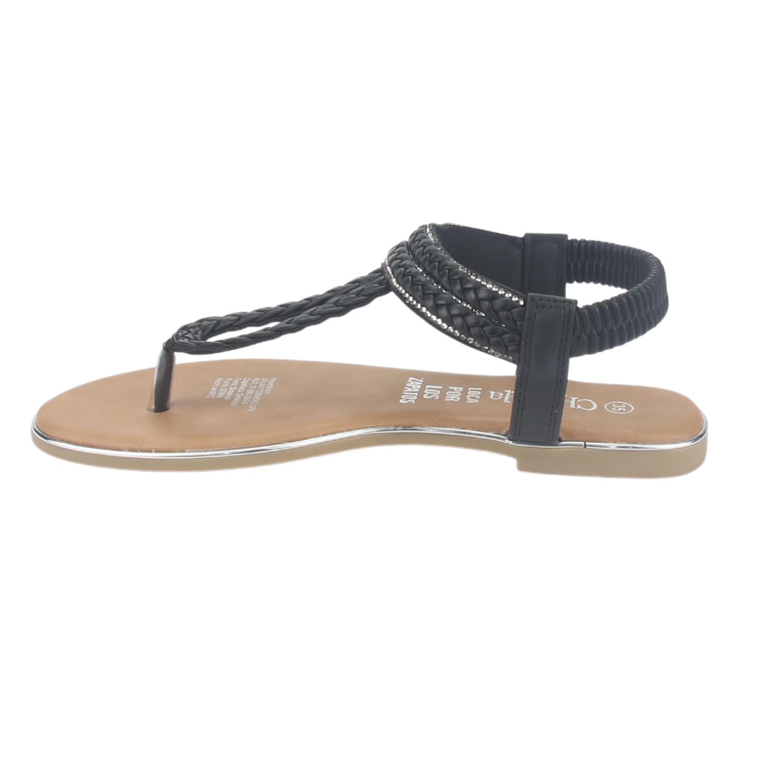 SANDALIA MUJER CHALADA NEGRO CALL-25 PLANA - 2