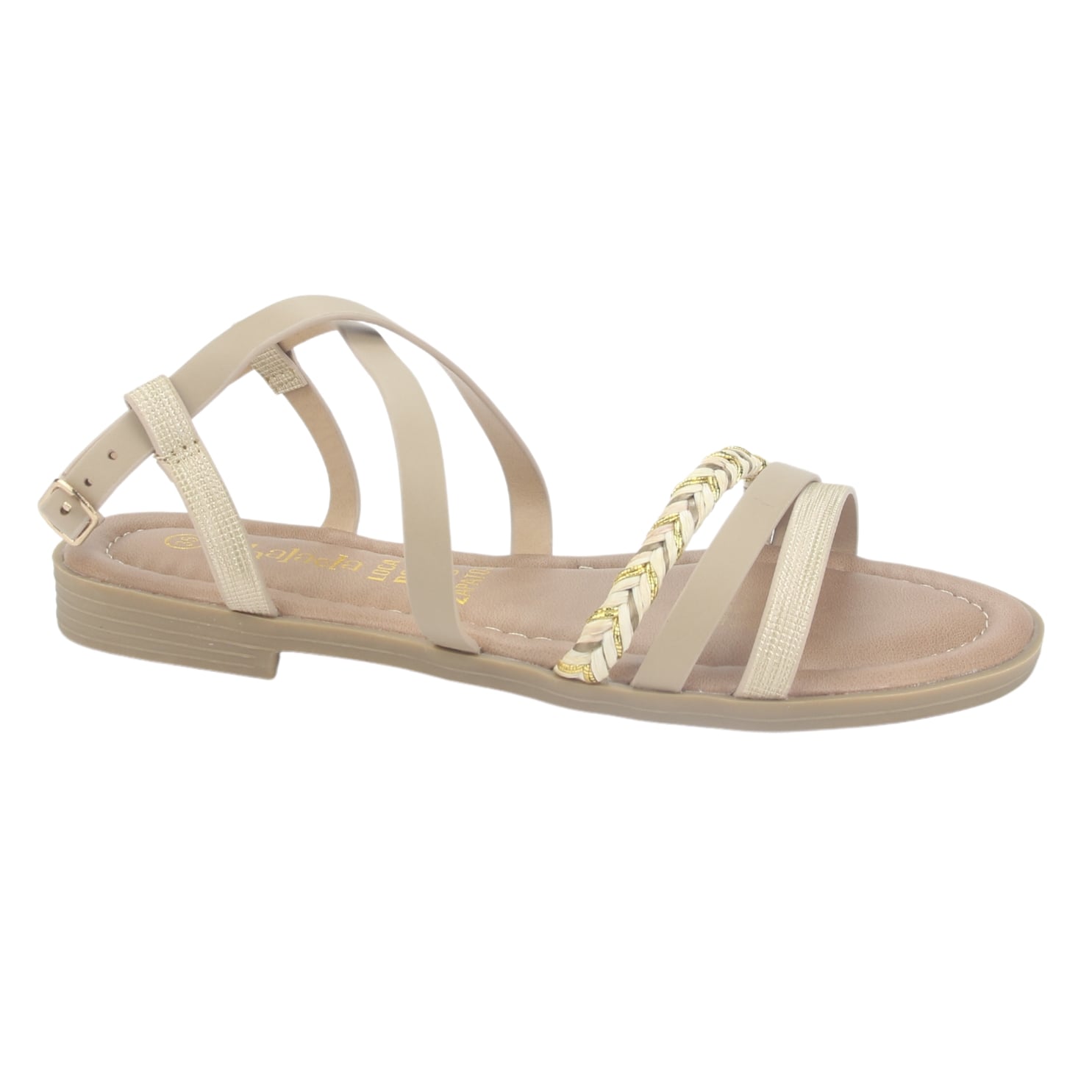SANDALIA MUJER CHALADA BEIGE CALL-26 PLANA - 1