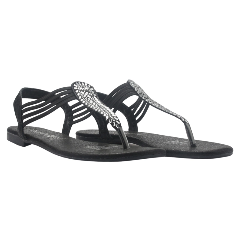 SANDALIA MUJER CHALADA NEGRO ALKI-5 PLANA - 5