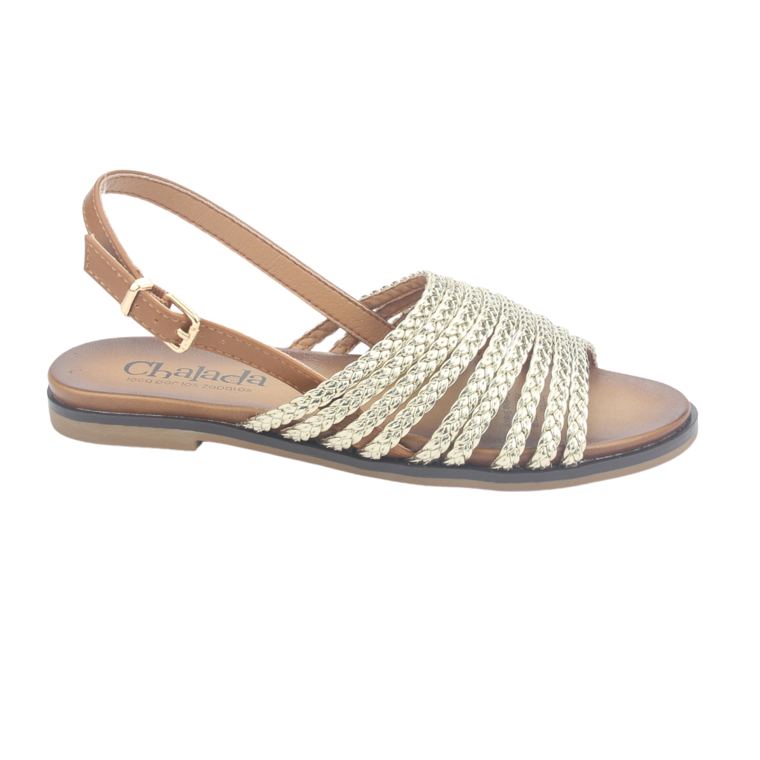 SANDALIA MUJER CHALADA DORADO GRECA-61 PLANA - 1