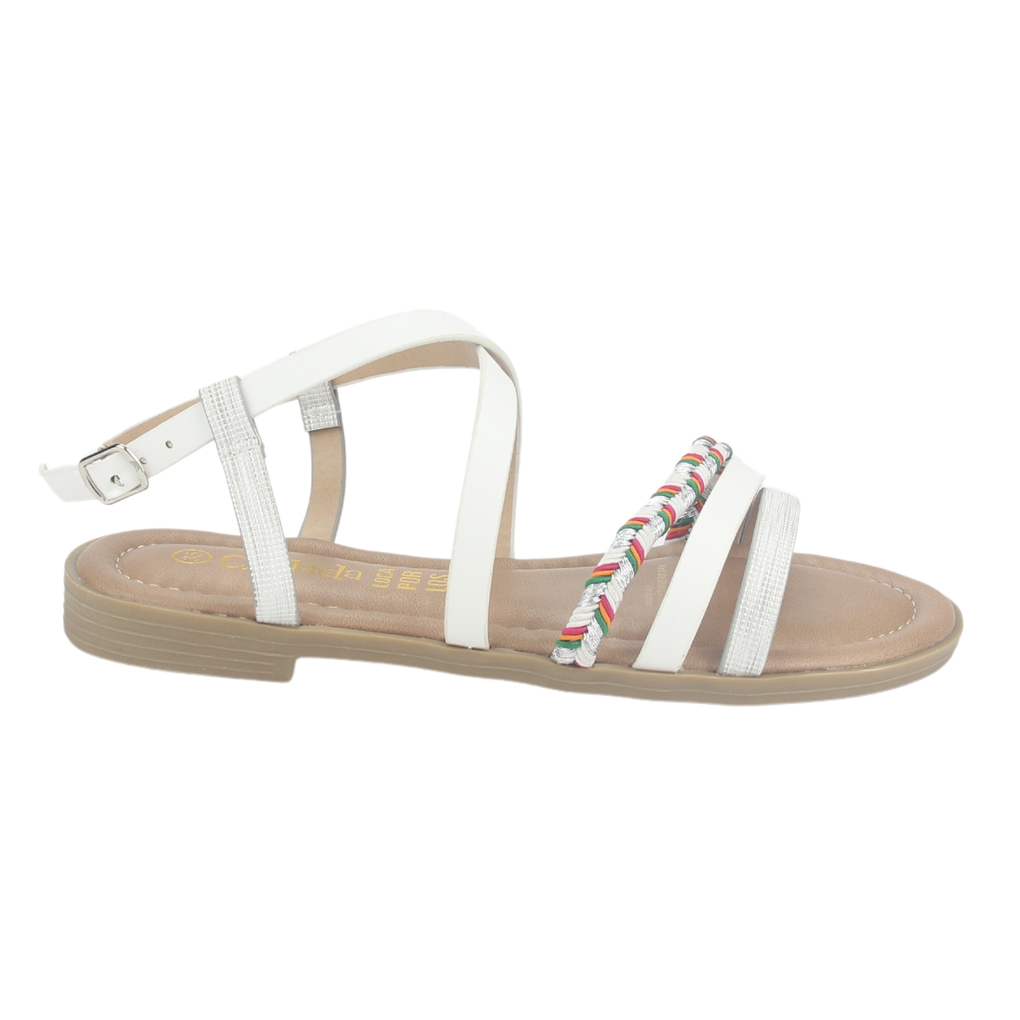 SANDALIA MUJER CHALADA BLANCO CALL-26 PLANA - 1
