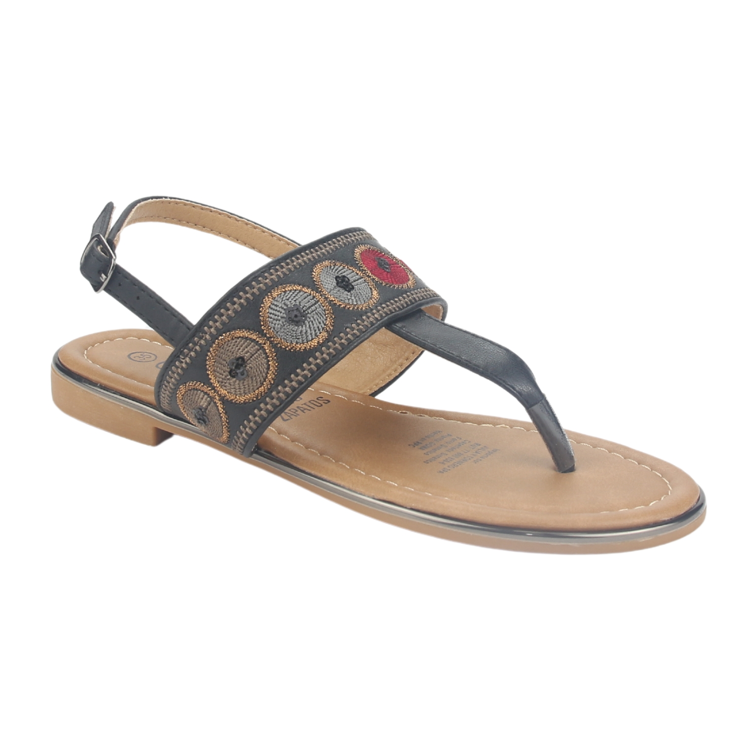 SANDALIA MUJER CHALADA NEGRO CALL-27 PLANA - 3