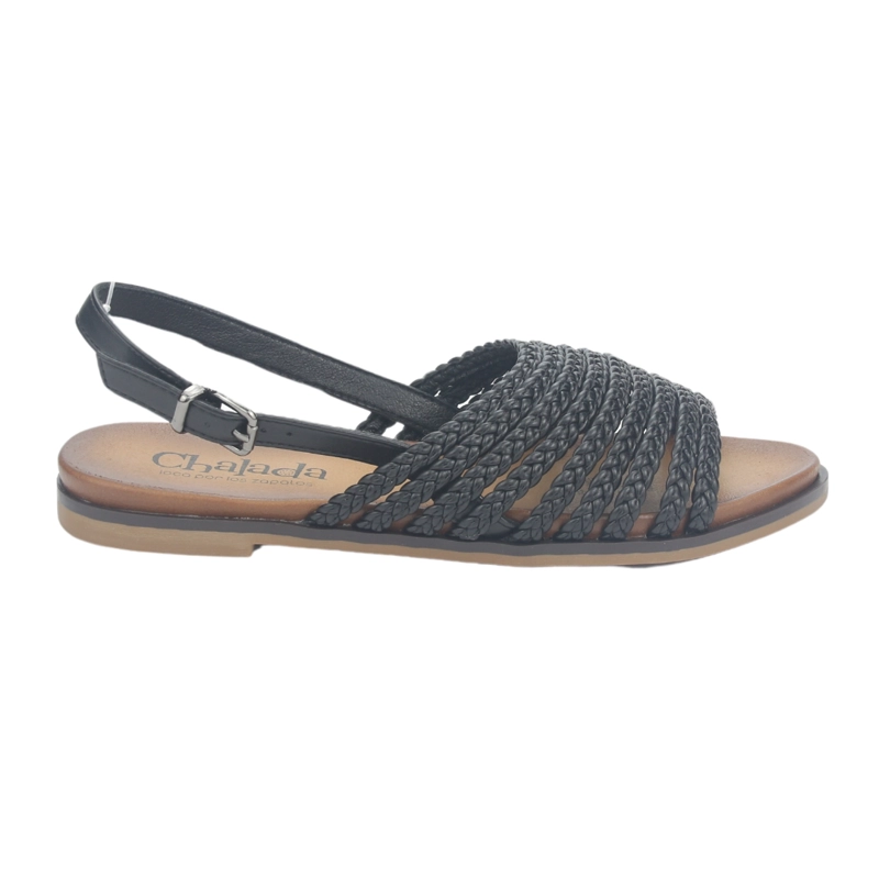 SANDALIA MUJER CHALADA NEGRO GRECA-61 PLANA - 1